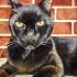 Oil painting of Django the black cat.